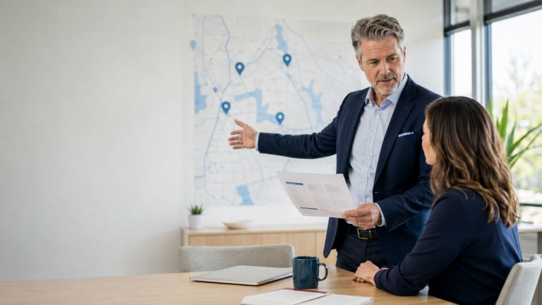 AEO for DSOs leaders review location information beside a regional map